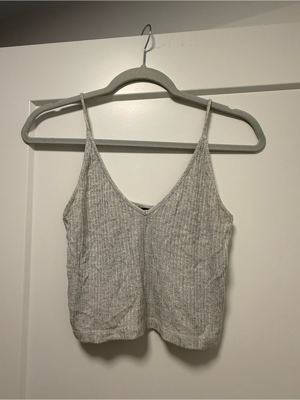 Brandy Melville Light Heather Gray Ribbed V-Neck Cami